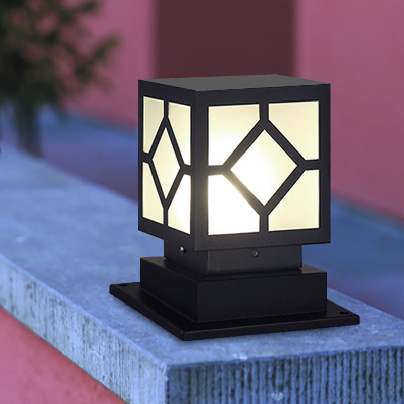 Luther Square LED Modern Steel Outdoor Post Lamp