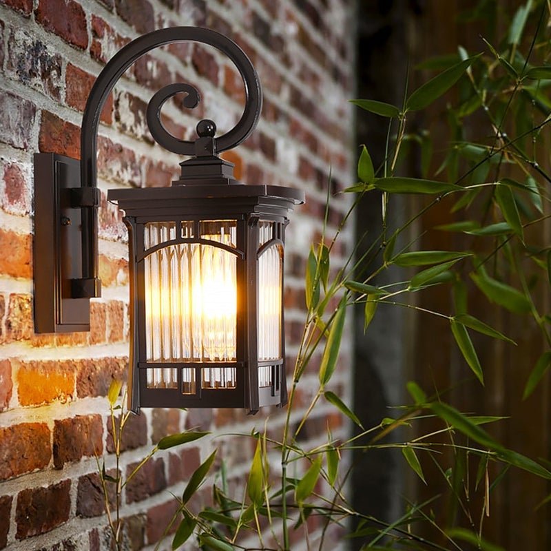 Sacha Vintage Striped Modern Glass Outdoor Wall Lights