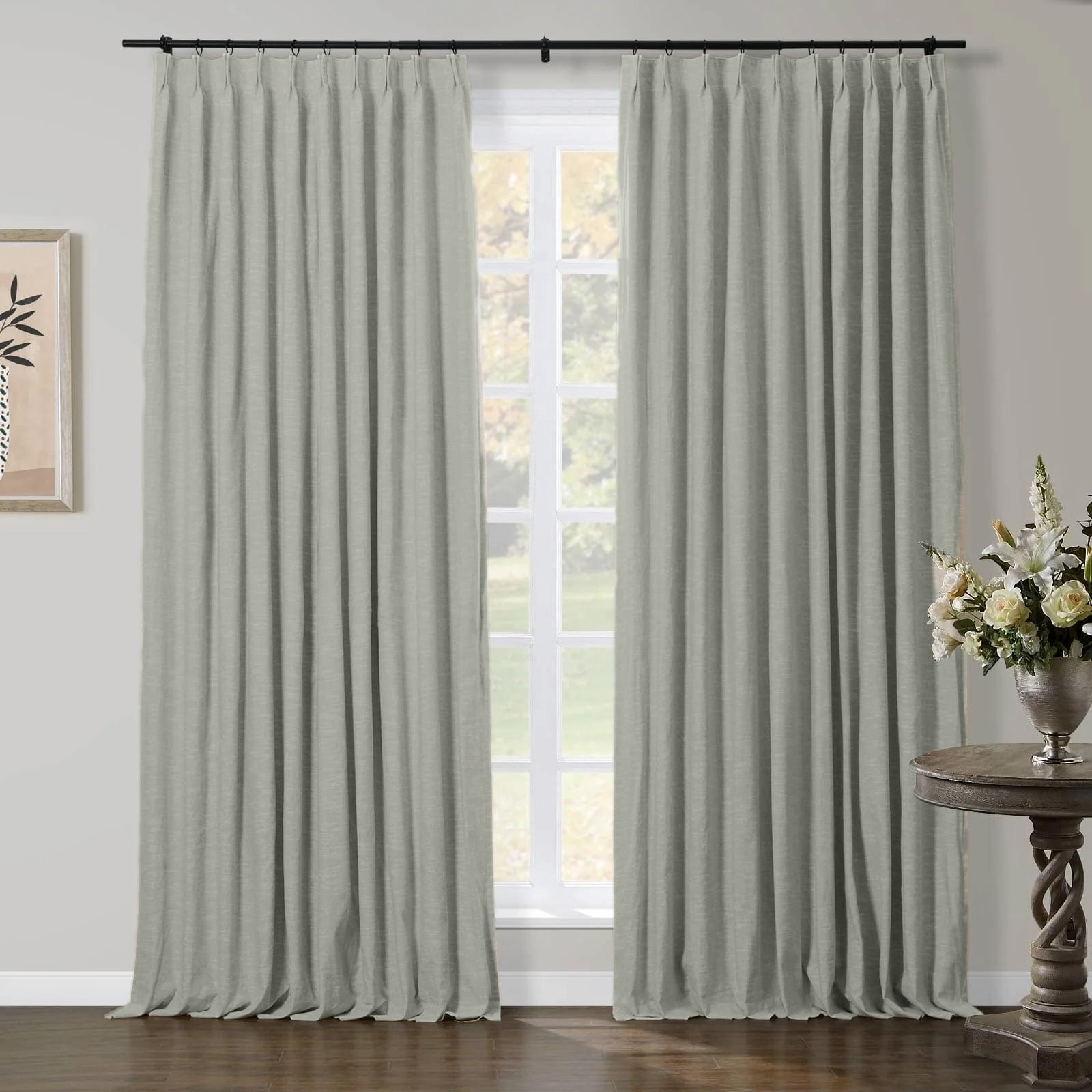 Jenna Linen Curtains & Drapes Pleated-Neutral Decor