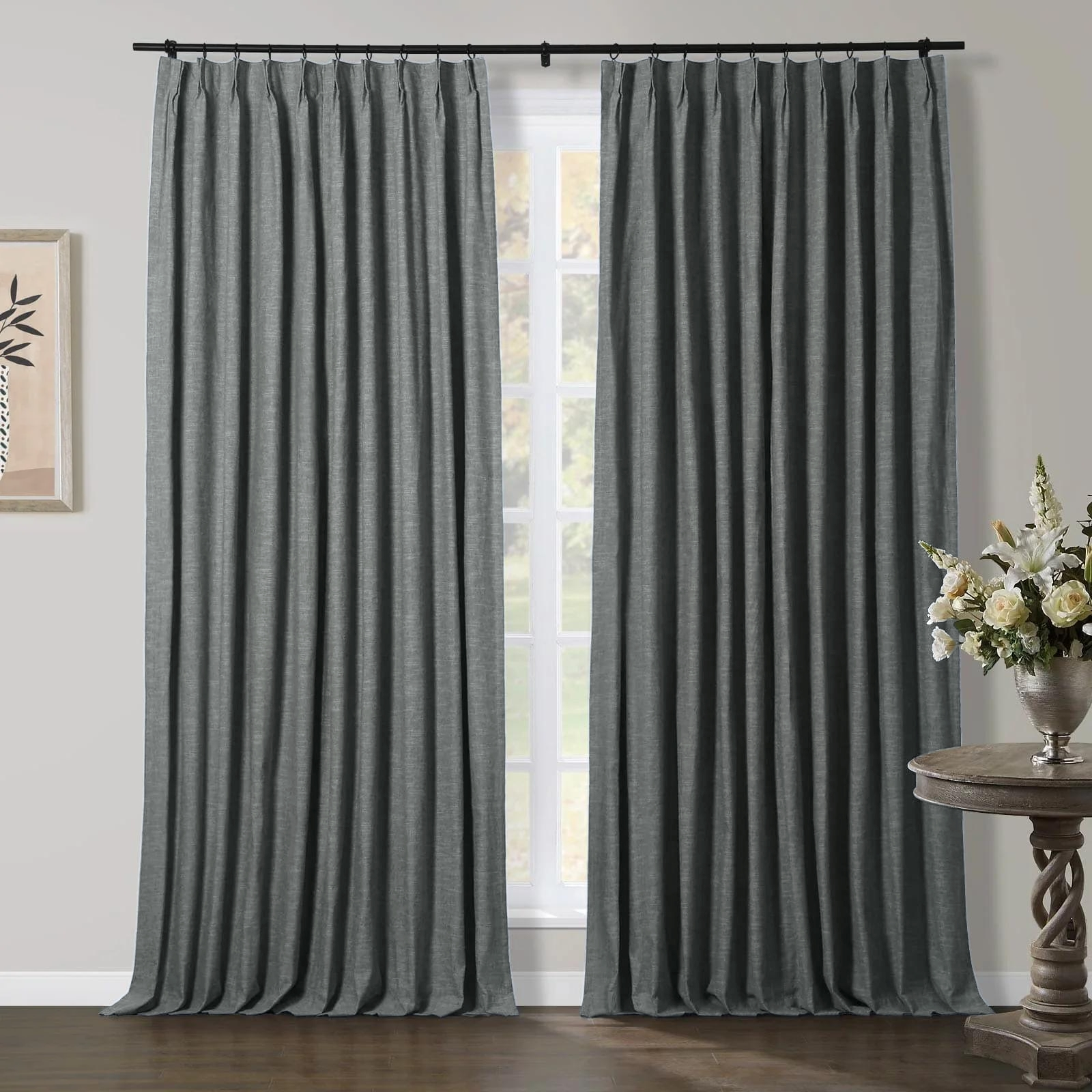 Jenna Linen Curtains & Drapes Pleated-Neutral Decor