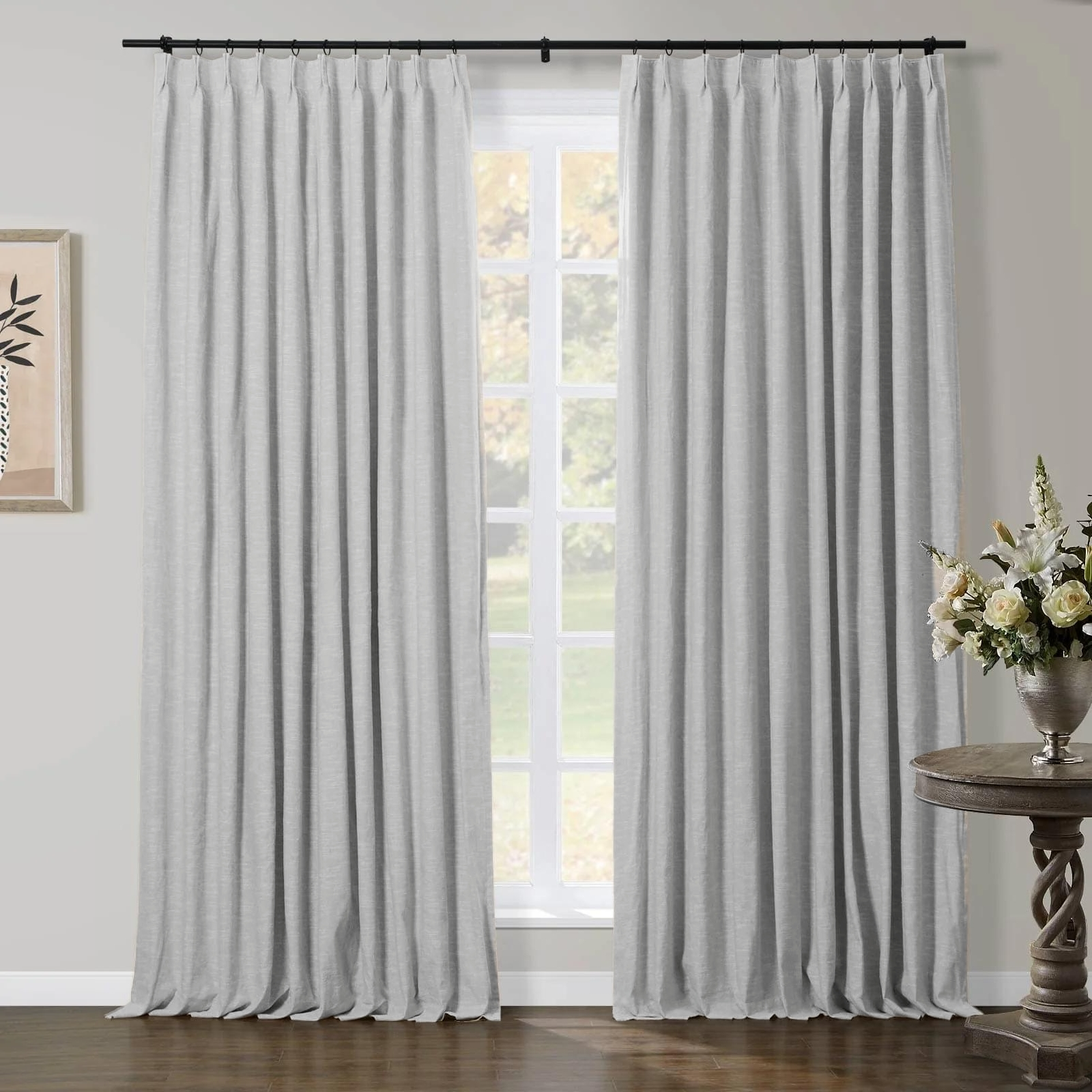 Jenna Linen Curtains & Drapes Pleated-Neutral Decor
