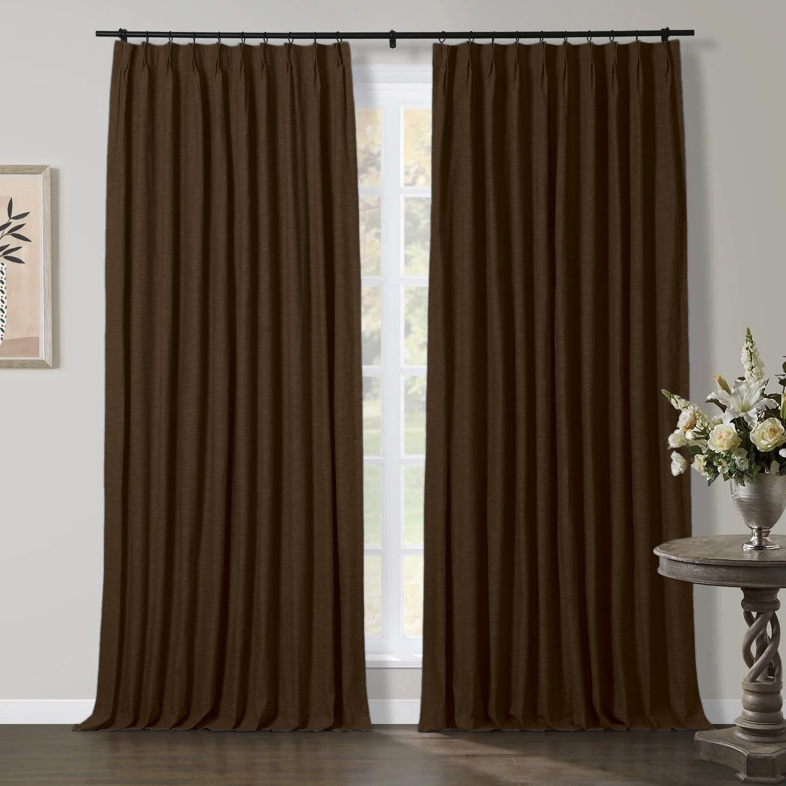 Jenna Linen Curtains & Drapes Pleated-Neutral Decor
