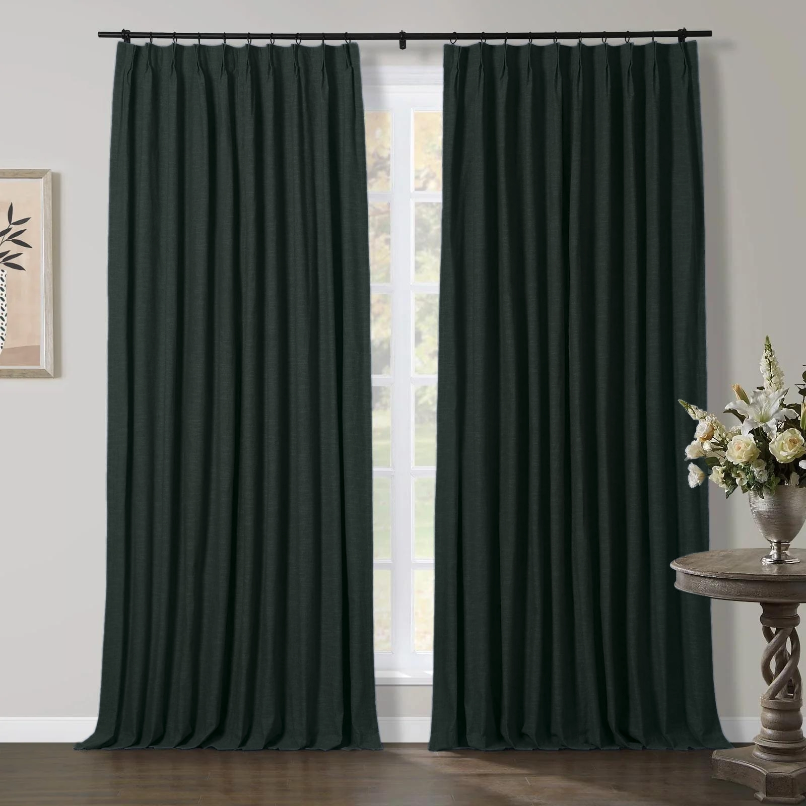 Jenna Linen Curtains & Drapes Pleated-Neutral Decor