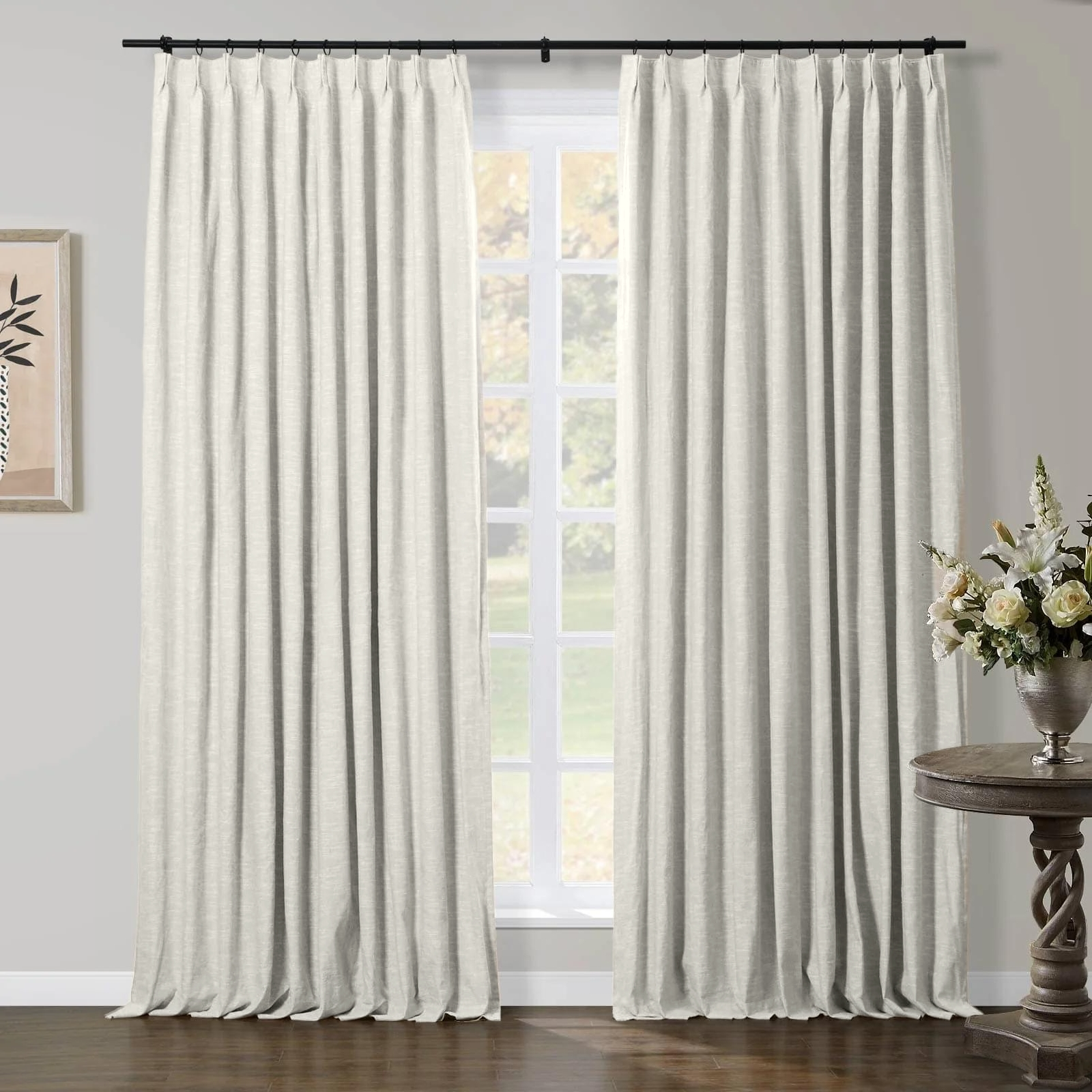 Jenna Linen Curtains & Drapes Pleated-Neutral Decor