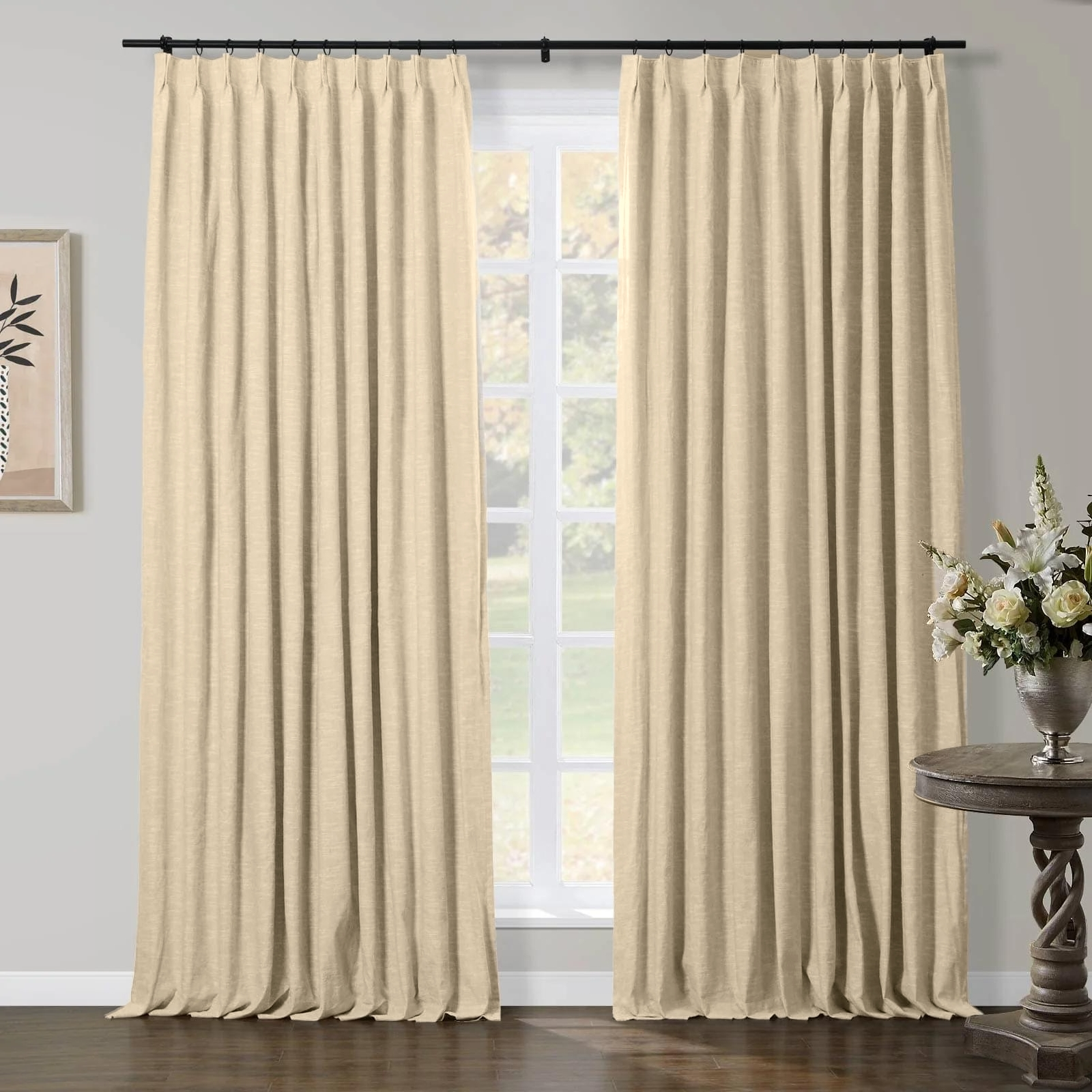 Jenna Linen Curtains & Drapes Pleated-Neutral Decor