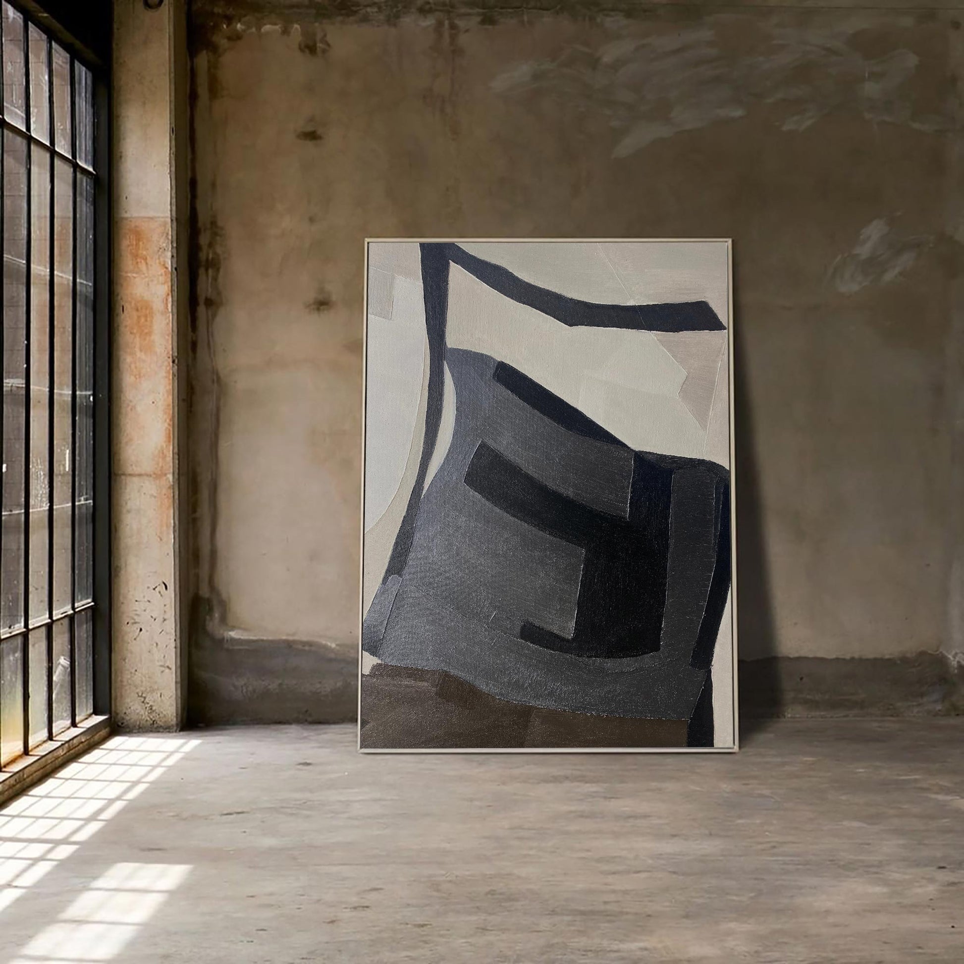 Black And Brown Abstract Painting ABAV188 - Neutralighting