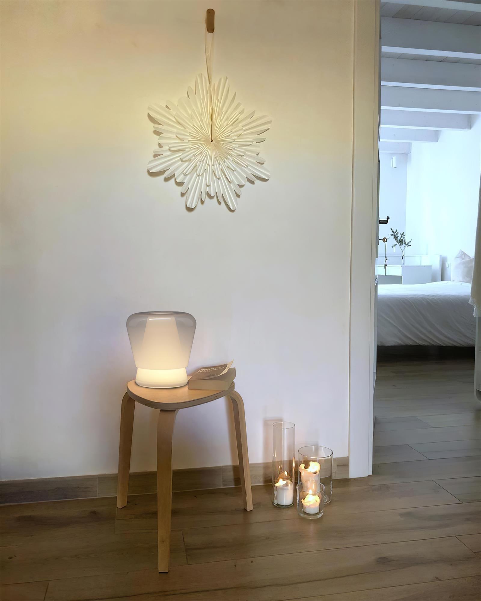 Aurnoril Smoky Glass Table Lamp-Neutral Decor