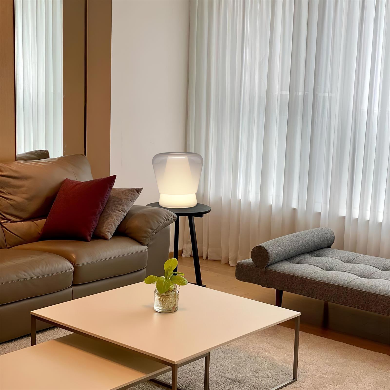 Aurnoril Smoky Glass Table Lamp-Neutral Decor