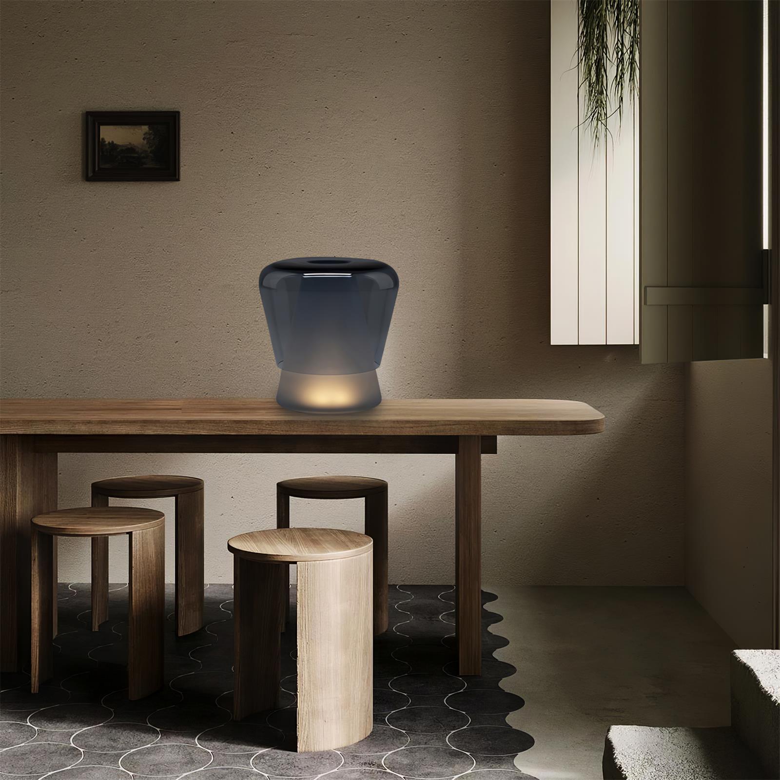 Aurnoril Smoky Glass Table Lamp-Neutral Decor