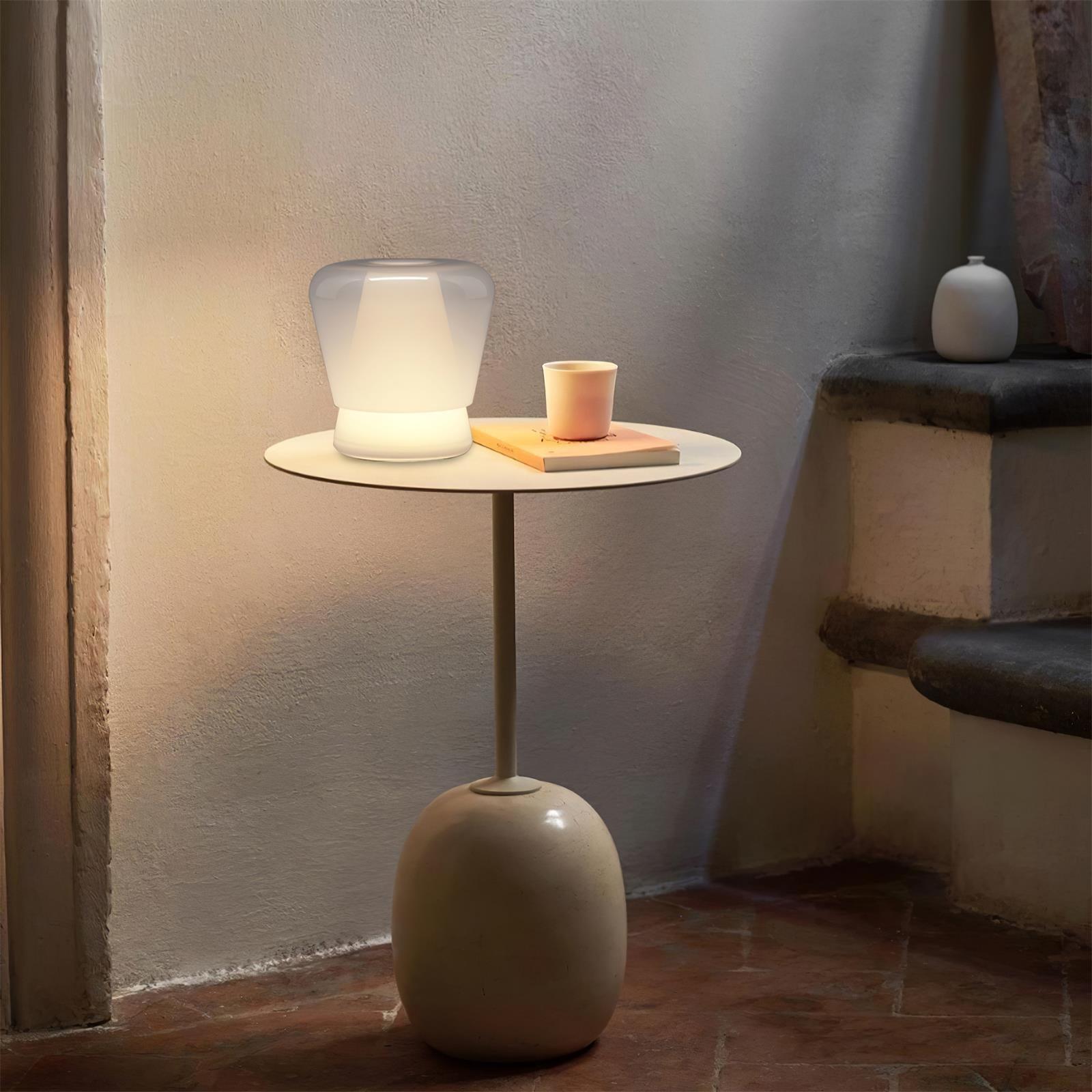 Aurnoril Smoky Glass Table Lamp-Neutral Decor