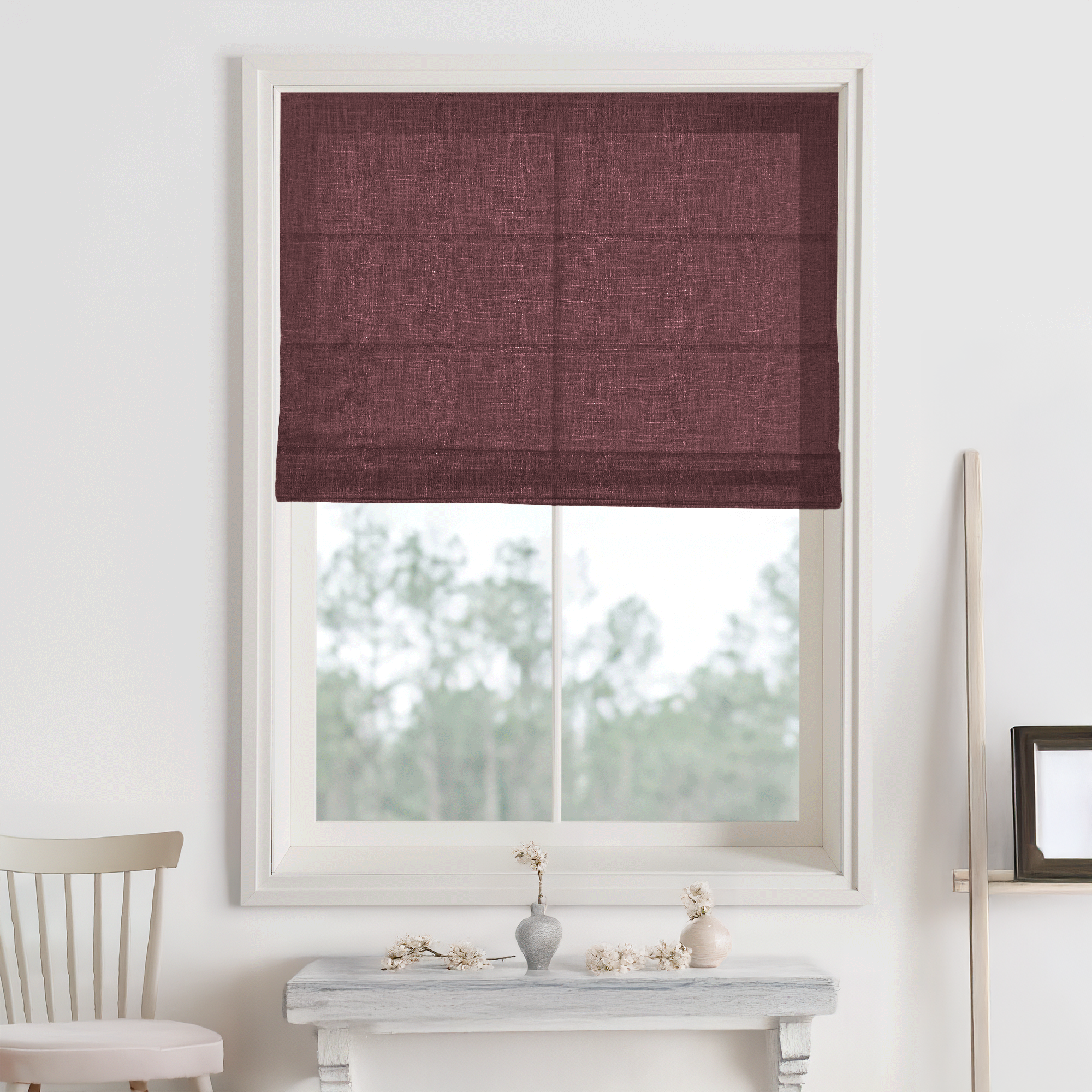 Kelly Linen Roman Shades & Blinds-Neutral Decor