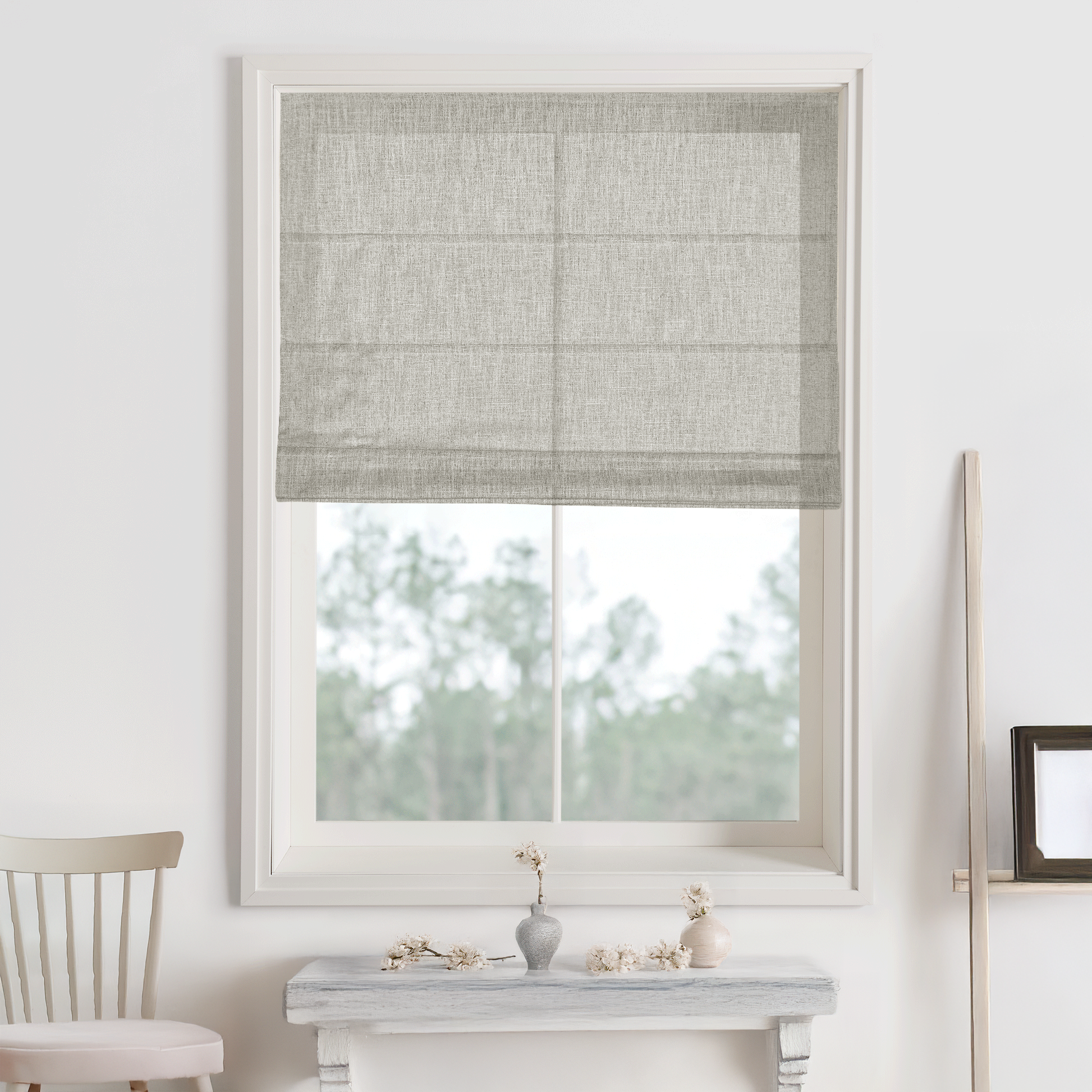 Kelly Linen Roman Shades & Blinds-Neutral Decor