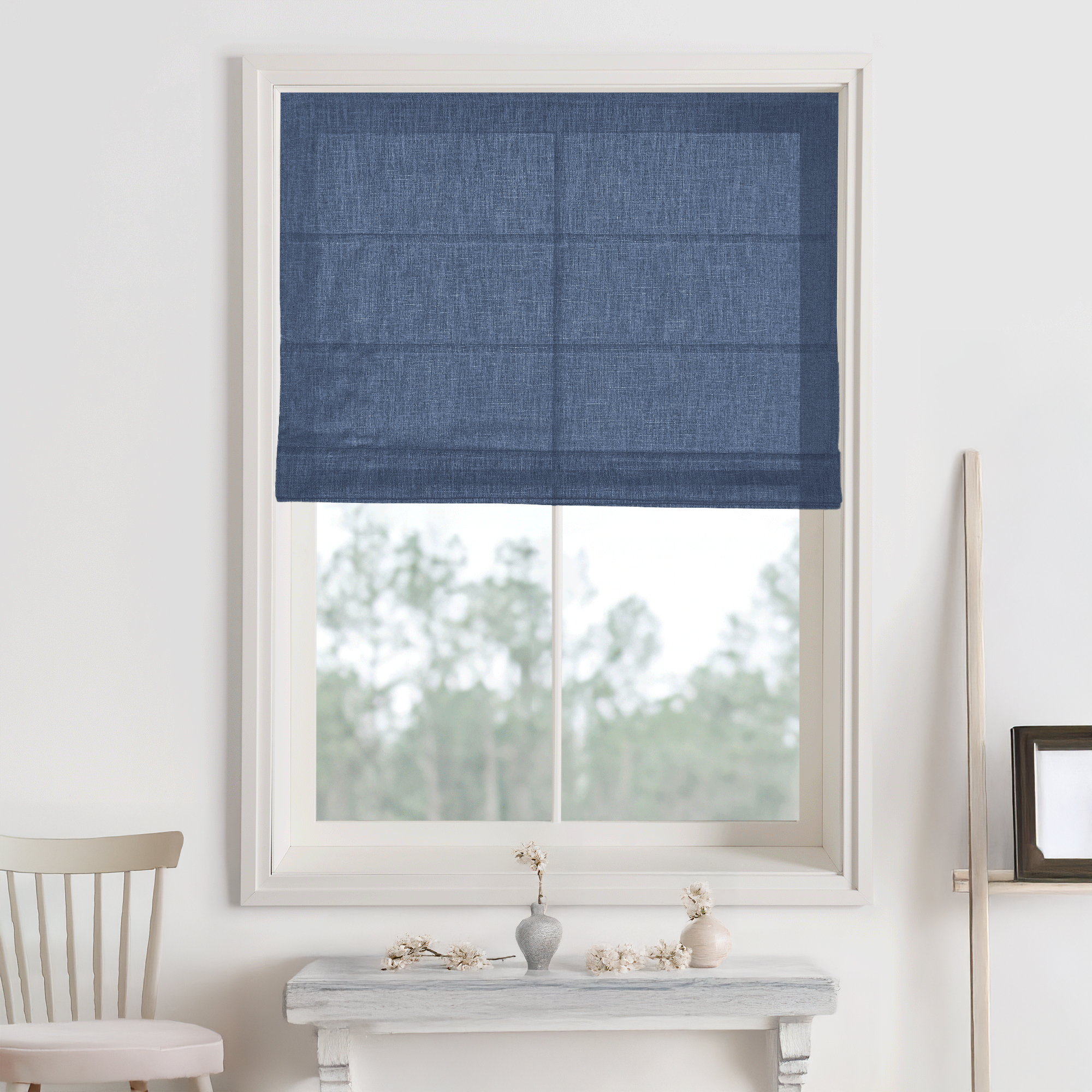 Kelly Linen Roman Shades & Blinds-Neutral Decor