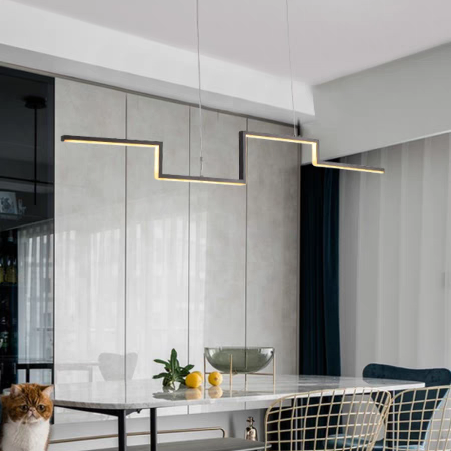 Arisha Designer Linear Metal Pendant Light, Black/Gold - Neutral Decor