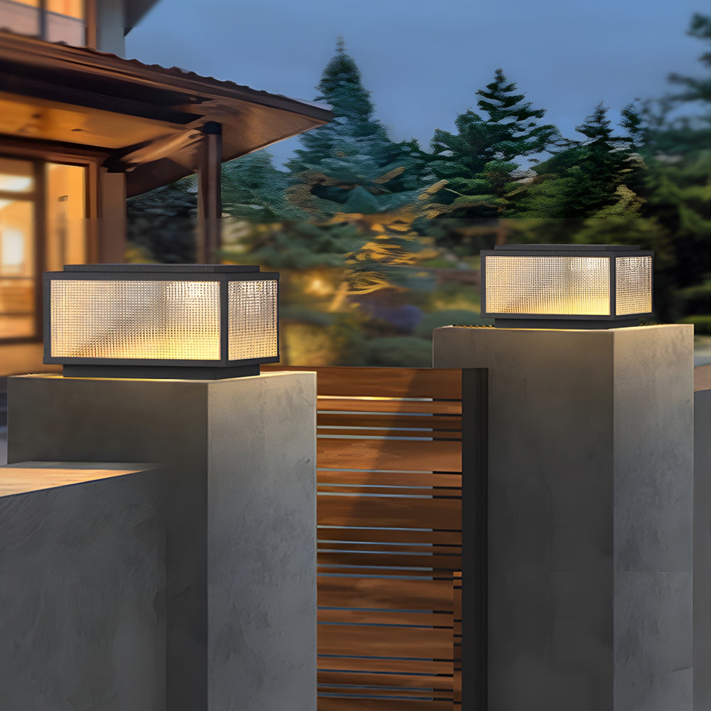 Fox Square Cast Outdoor Pillar Light Fixtures