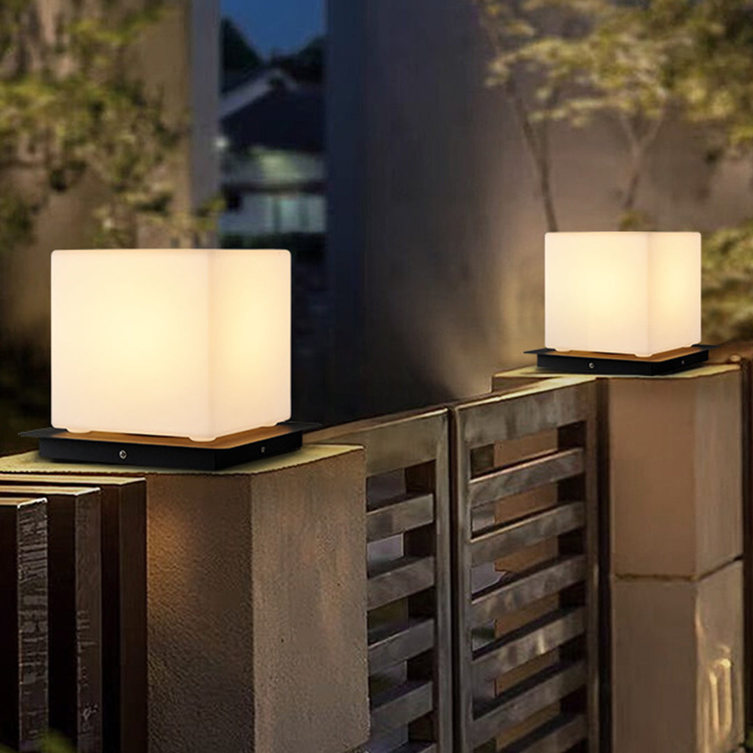 Nathania Lampshade Modern Steel Outdoor Pillar Lights