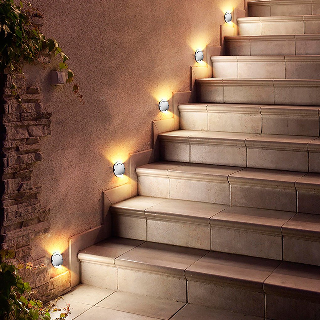 Welrn Round Modern LED Outdoor Step Lights