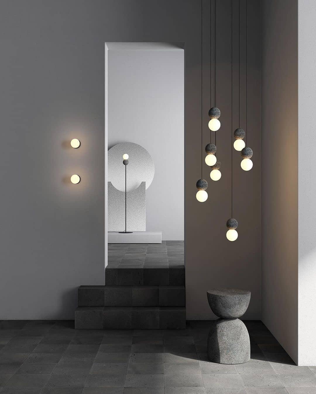Lustra Wall Lamp Concrete Opal Glass-Neutral Decor