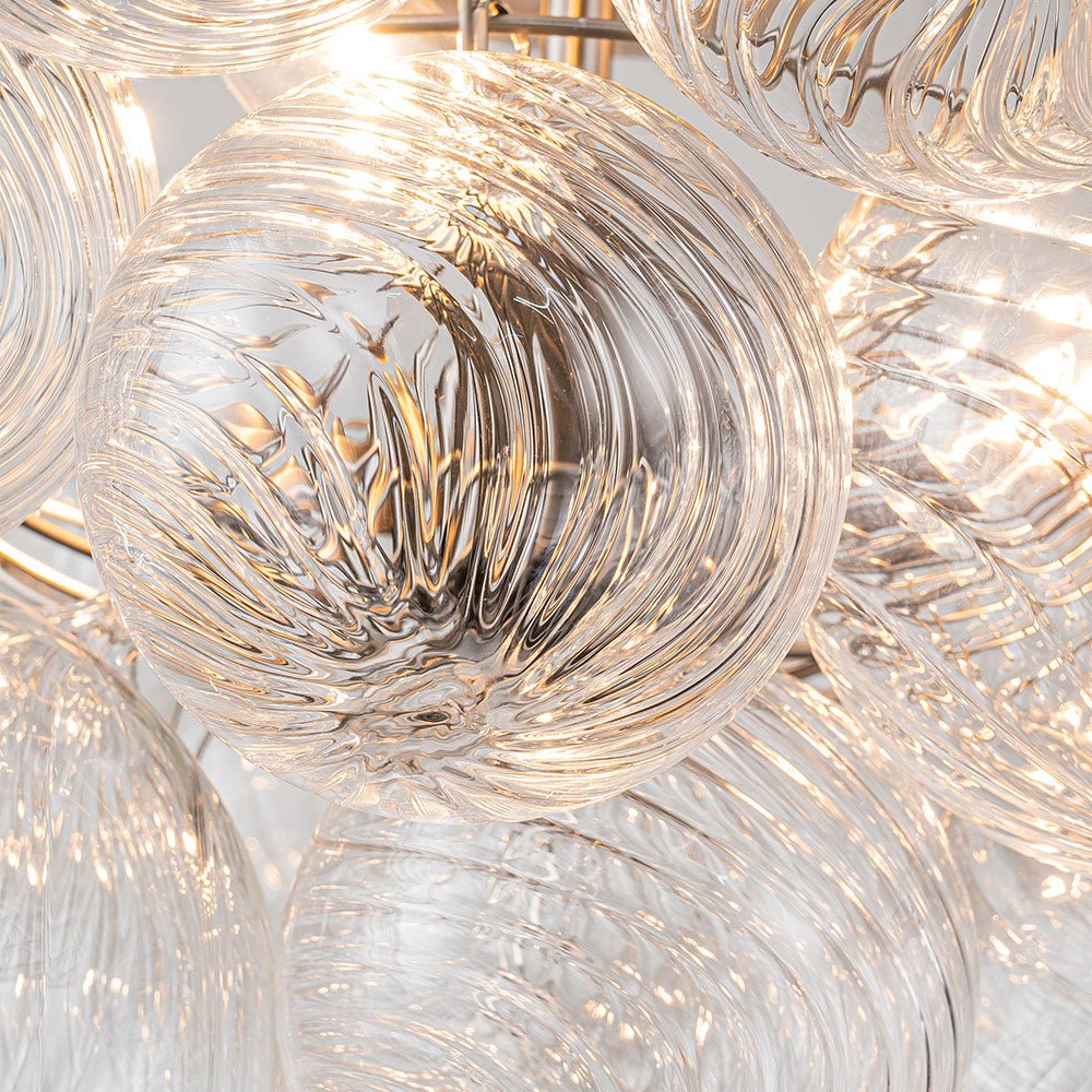 Brillia Modern Glass Bubble Semi Flush Chandelier - Lamp Copper