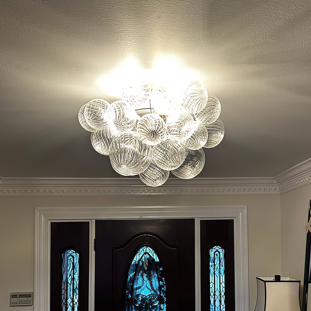 Brillia Modern Glass Bubble Semi Flush Chandelier - Lamp Copper
