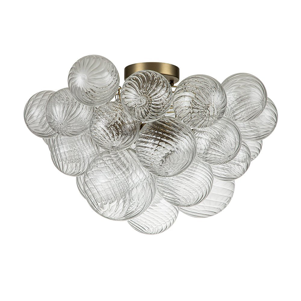 Brillia Modern Glass Bubble Semi Flush Chandelier - Lamp Copper