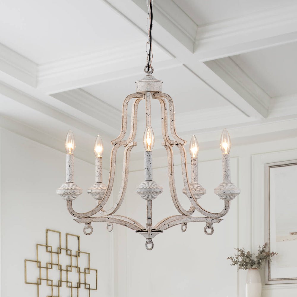 Plotuli Shabby Chic Candle Style Metal Chandelier - Lamp Copper