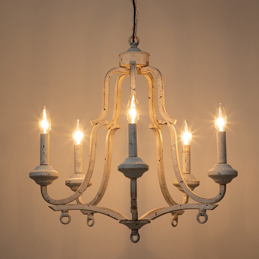 Plotuli Shabby Chic Candle Style Metal Chandelier - Lamp Copper
