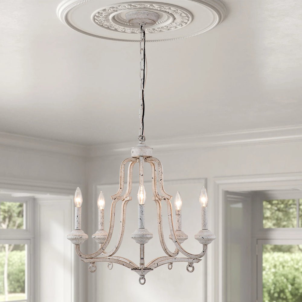 Plotuli Shabby Chic Candle Style Metal Chandelier - Lamp Copper