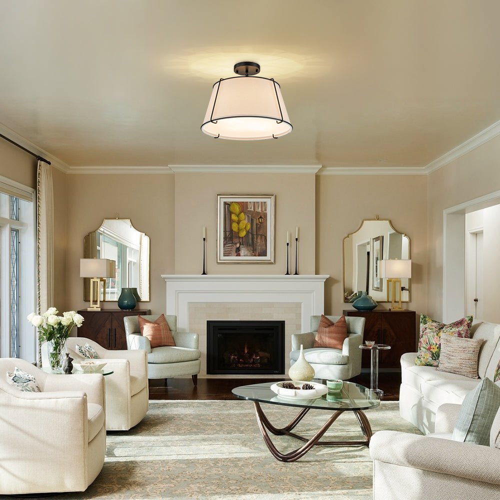 Vesina Linen Semi Flush Mount Ceiling Light-Neutral Decor