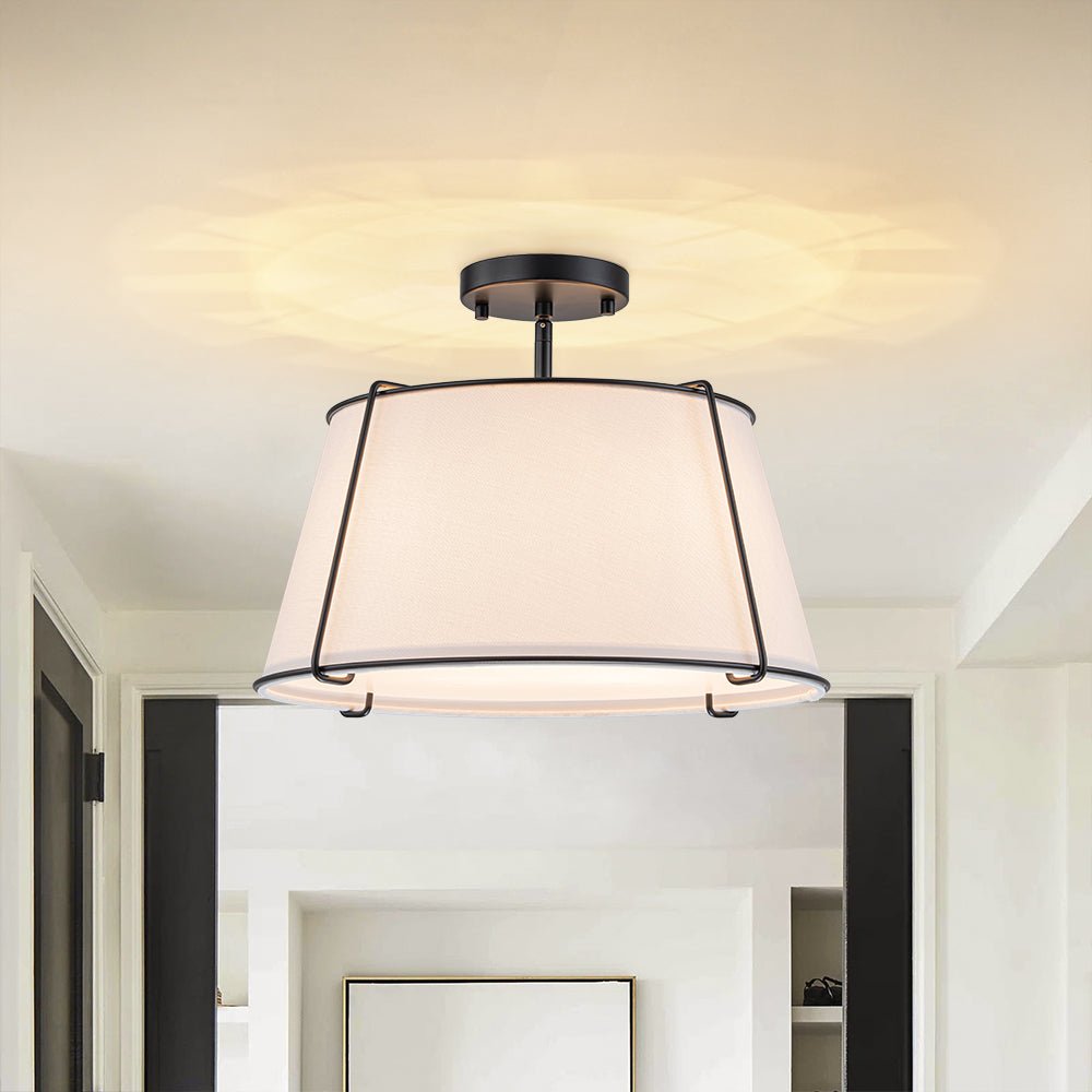 Vesina Linen Semi Flush Mount Ceiling Light-Neutral Decor