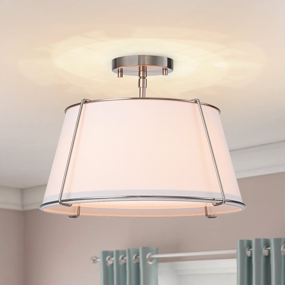Vesina Linen Semi Flush Mount Ceiling Light-Neutral Decor