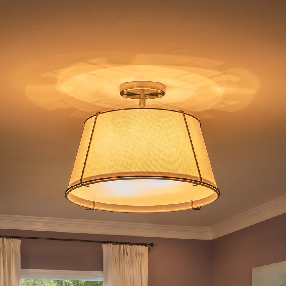 Vesina Linen Semi Flush Mount Ceiling Light-Neutral Decor