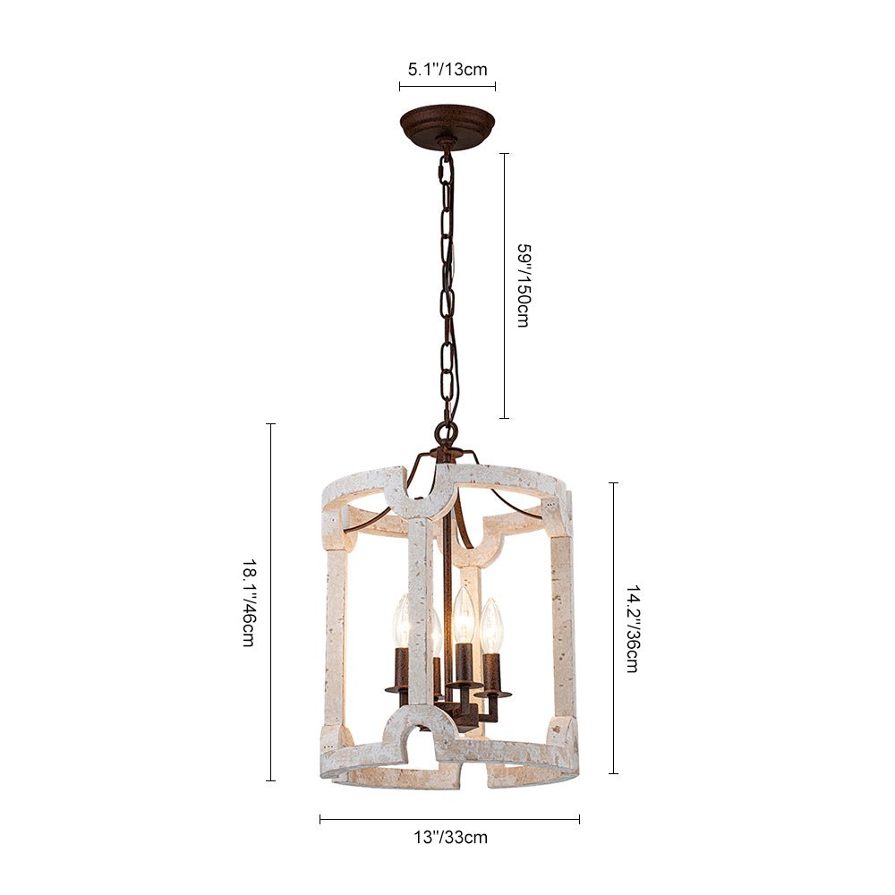 Noreli Farmhouse Wood Cylinder Pendant Light-Neutral Decor
