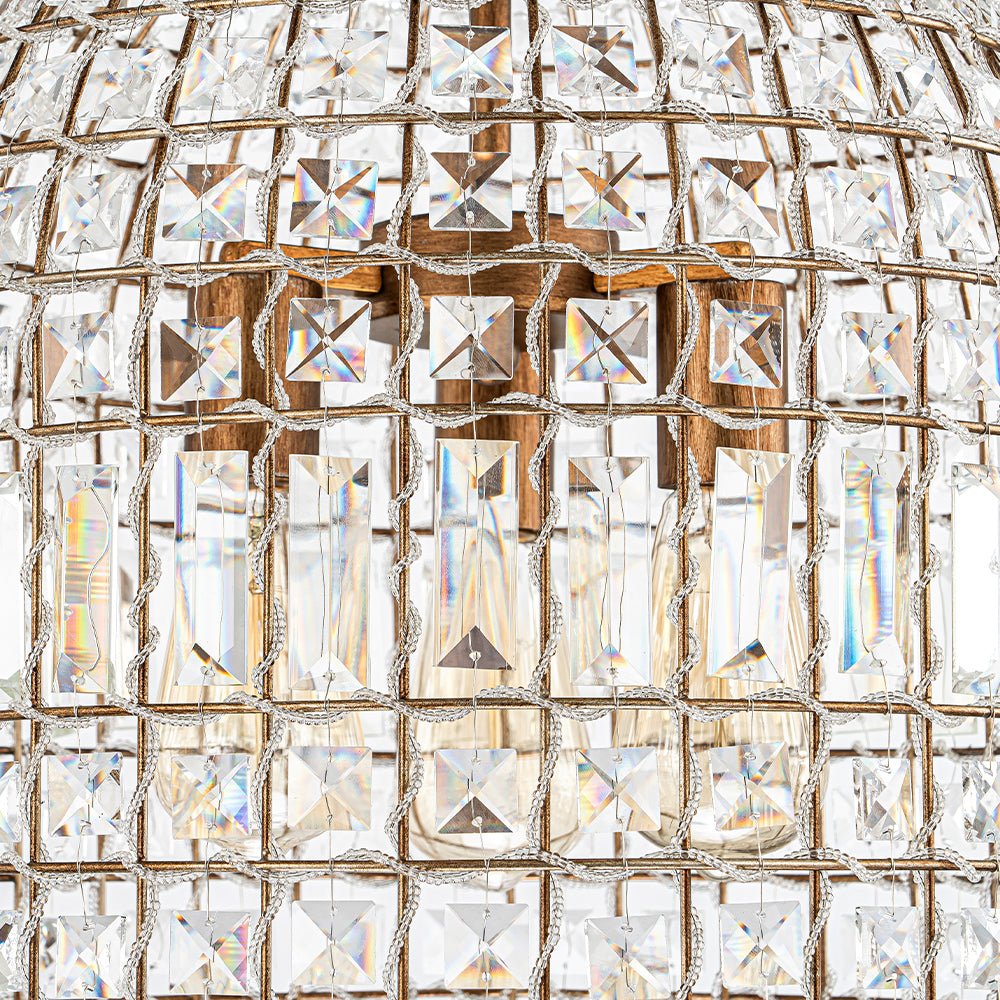 Elvora Antique Brass Crystal Chandelier-Neutral Decor