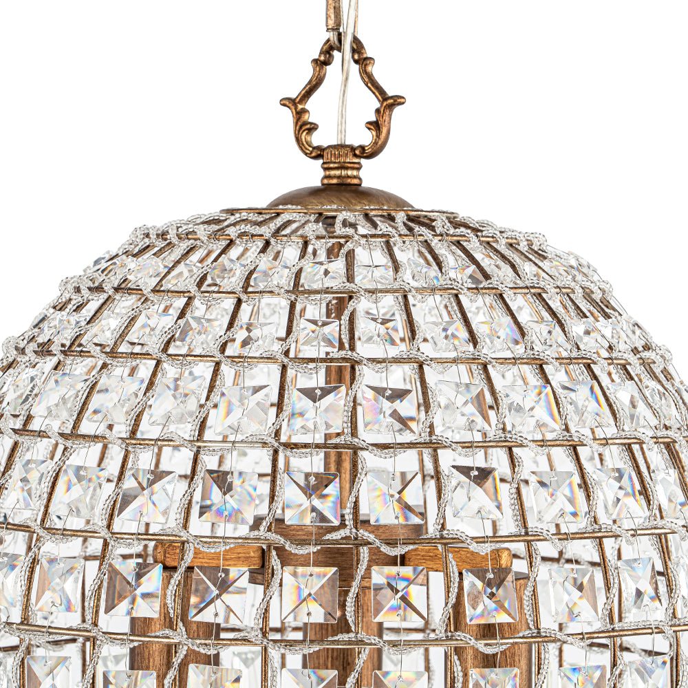 Elvora Antique Brass Crystal Chandelier-Neutral Decor