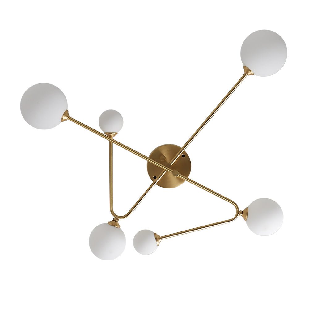 Lysvit Linear Metal Glass Semi Flush Mount Ceiling Light - Lamp Copper