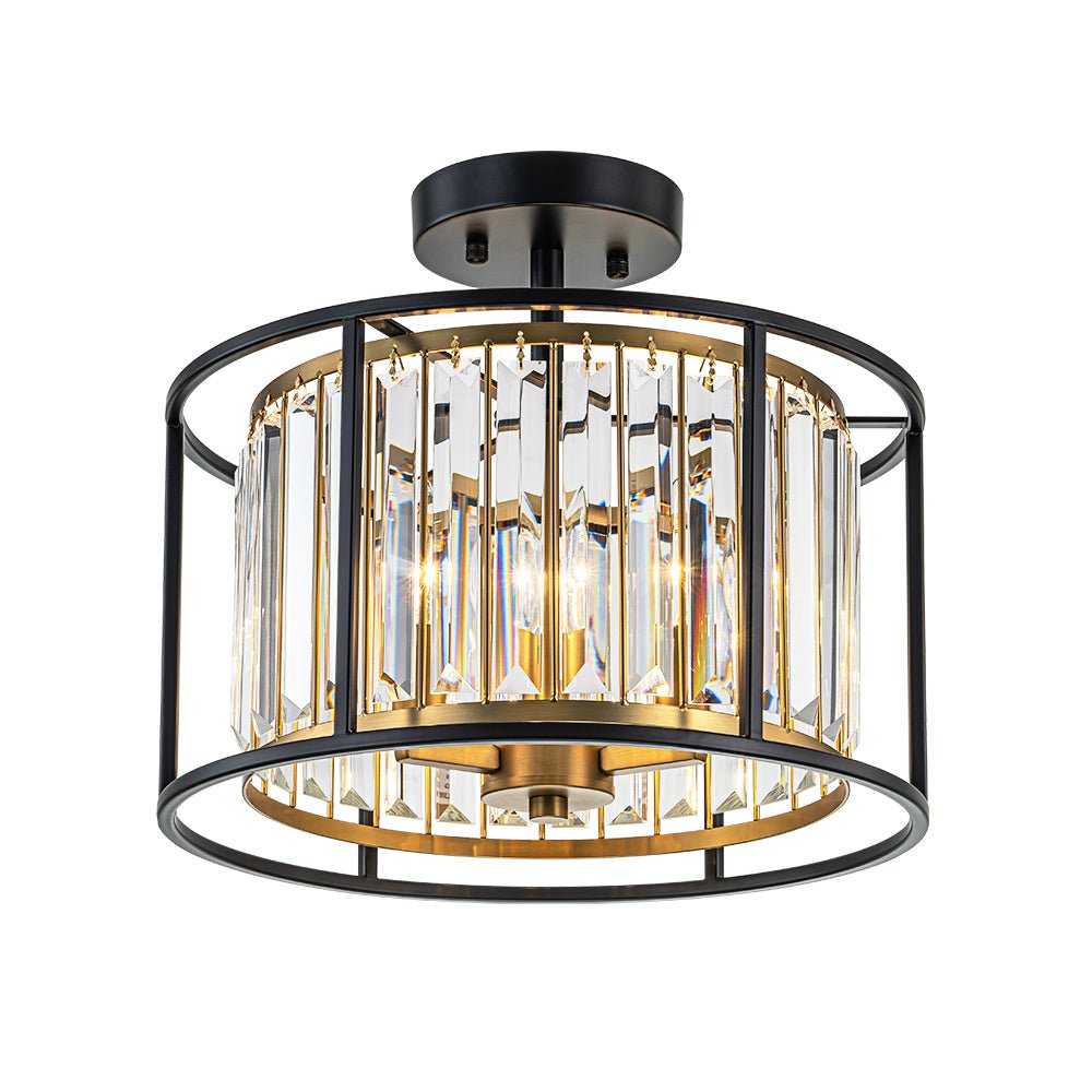 Qvistari Minimalist Crystal Semi Flush Ceiling Light-Neutral Decor