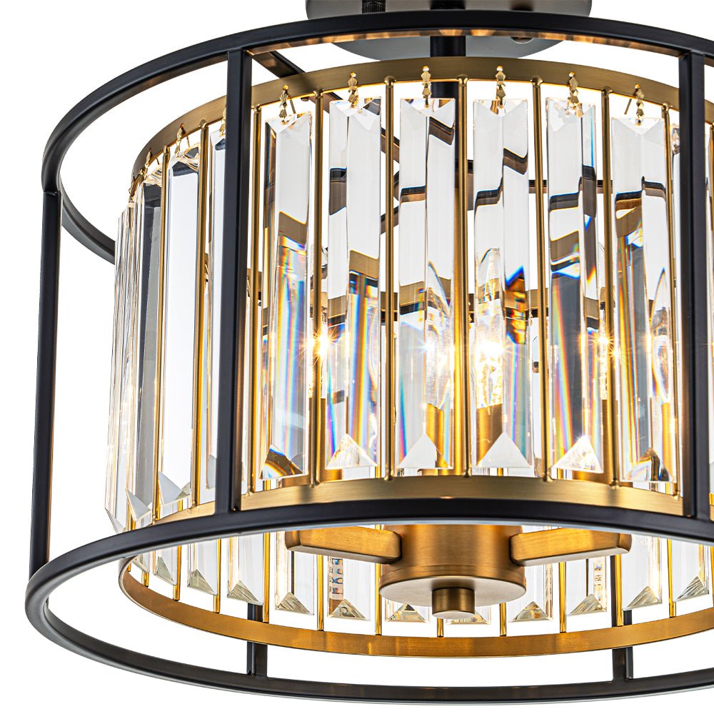 Qvistari Minimalist Crystal Semi Flush Ceiling Light-Neutral Decor