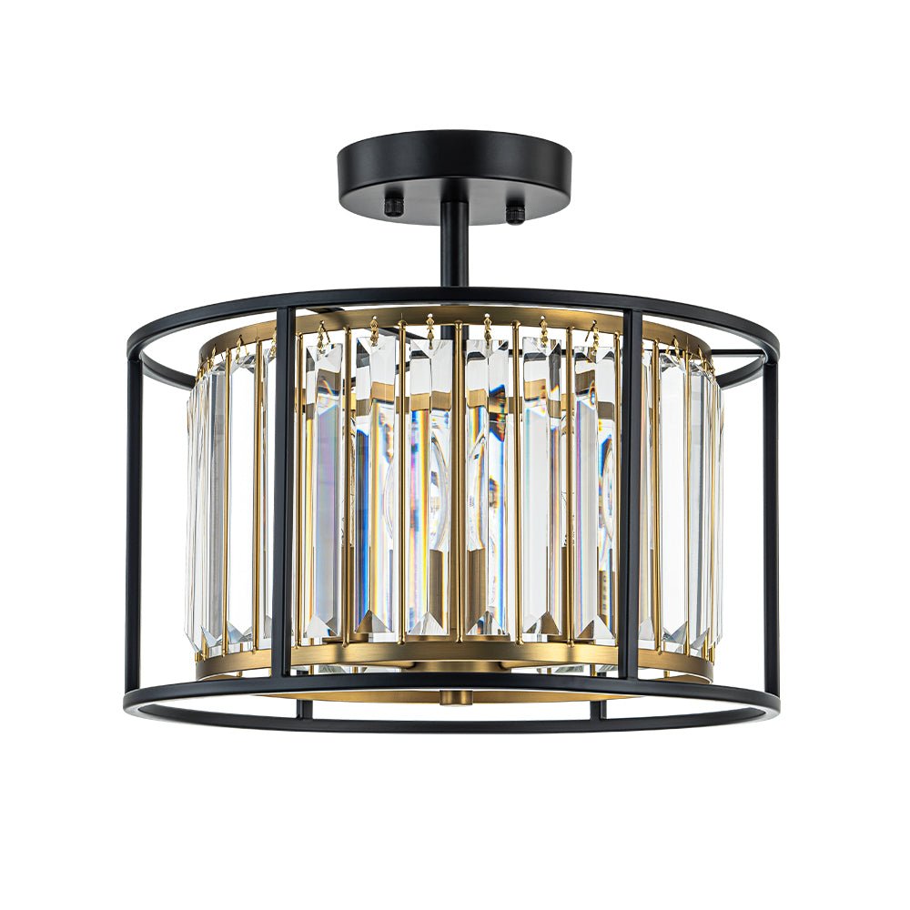 Qvistari Minimalist Crystal Semi Flush Ceiling Light-Neutral Decor