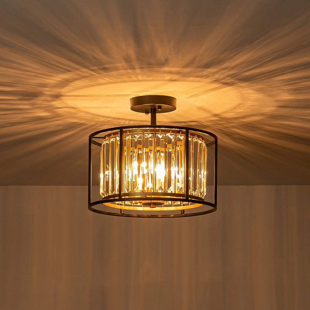 Qvistari Minimalist Crystal Semi Flush Ceiling Light-Neutral Decor