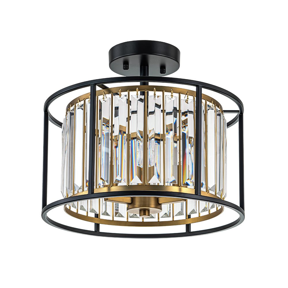 Qvistari Minimalist Crystal Semi Flush Ceiling Light-Neutral Decor