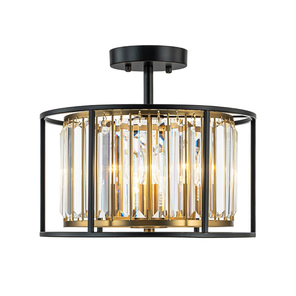 Qvistari Minimalist Crystal Semi Flush Ceiling Light-Neutral Decor