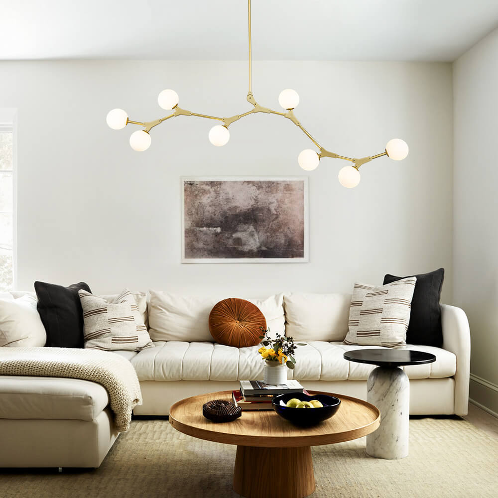 Nivero Linear Bubble Glass Chandelier-Neutral Decor