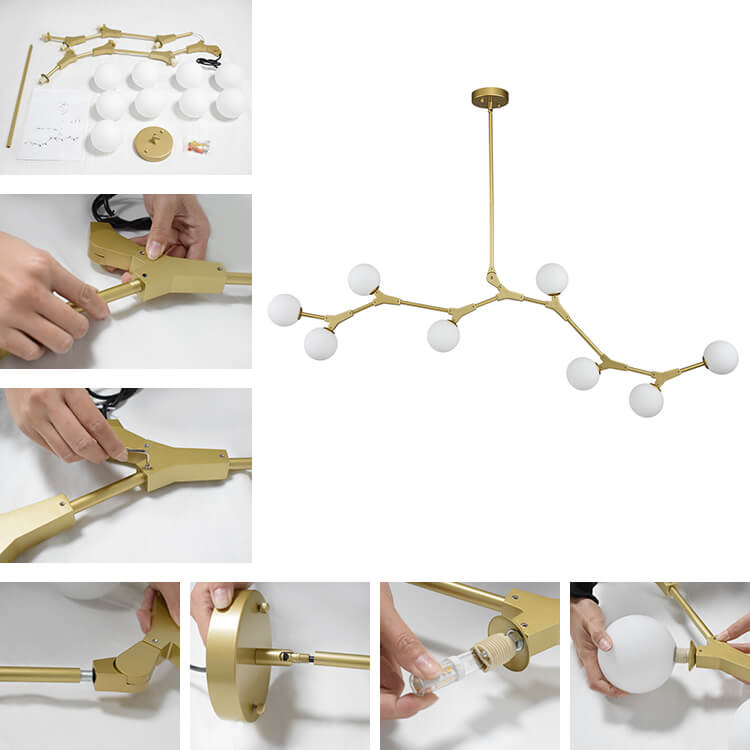 Nivero Linear Bubble Glass Chandelier-Neutral Decor