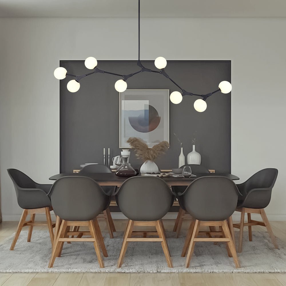 Nivero Linear Bubble Glass Chandelier-Neutral Decor