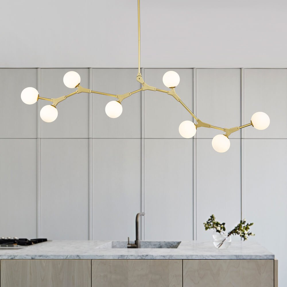 Nivero Linear Bubble Glass Chandelier-Neutral Decor