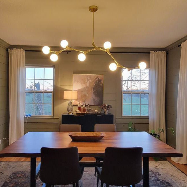 Nivero Linear Bubble Glass Chandelier-Neutral Decor