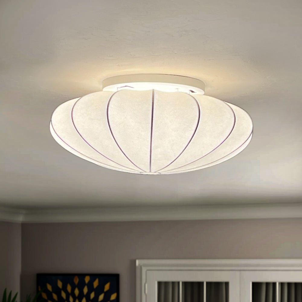 Lunari Mid-Century Modern Silk Flush Mount Light-Neutral Decor