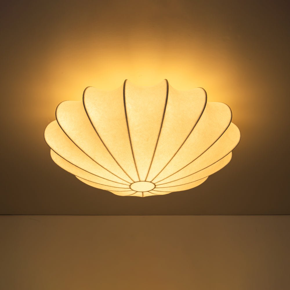 Lunari Mid-Century Modern Silk Flush Mount Light-Neutral Decor
