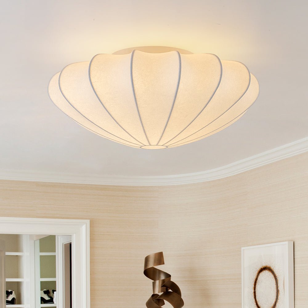 Lunari Mid-Century Modern Silk Flush Mount Light-Neutral Decor